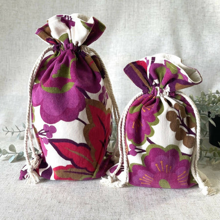 Reusable Fabric Gift Bag - Bold Floral Corduroy