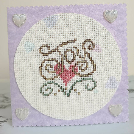 Cross Stitch Greeting Card for Wedding, Engagement or Commitment