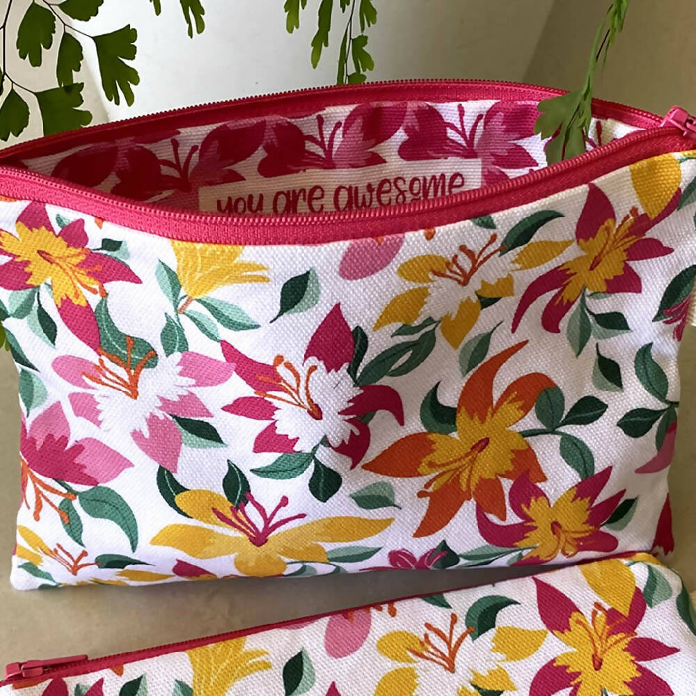 zp-027-Colourful-Lillies-on-white-Zipper-Pouch-A2