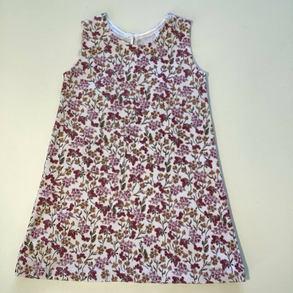 Girls A-Line Floral Corduroy Dress