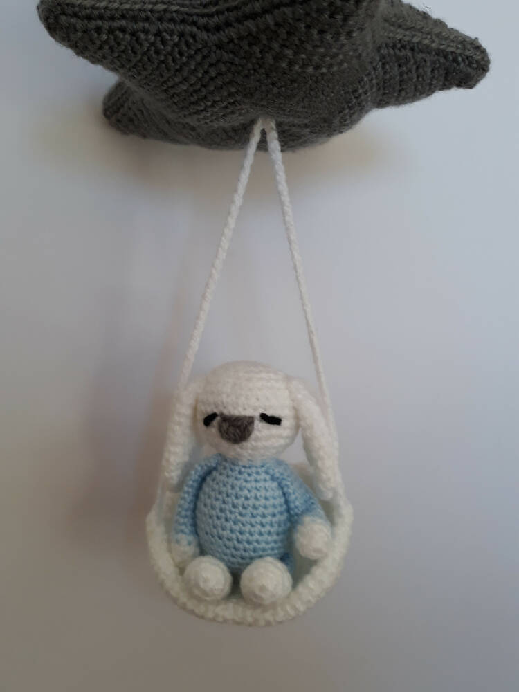 Handmade crochet bunny rabbit baby mobile