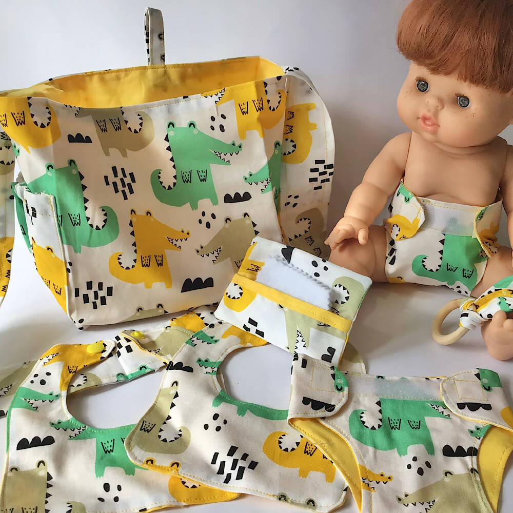 Nappy Bag and accessories for Baby Doll - crocodiles #1
