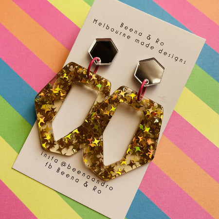 Gold glitter earrings