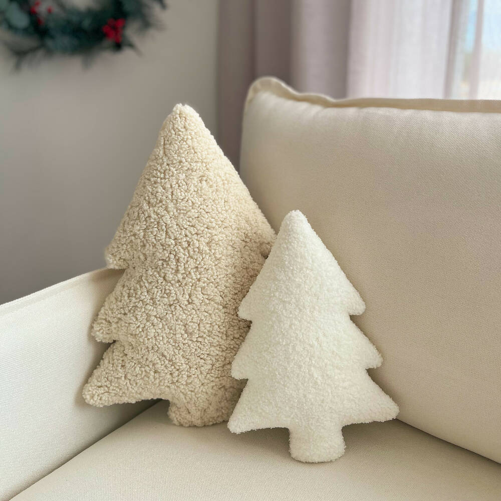 Ultra Fluffy Cream Christmas Tree Cushion Decorative