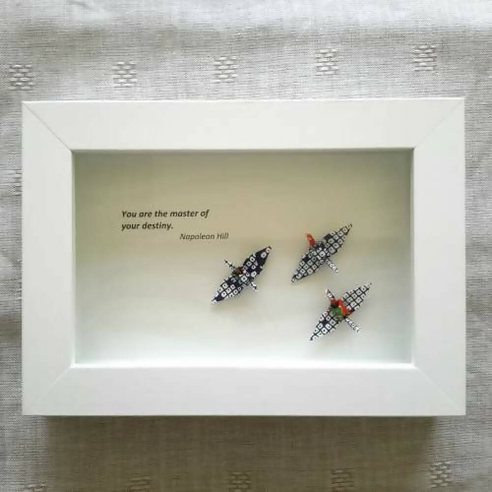 framed art inspiration quote and cranes - marion nelson art