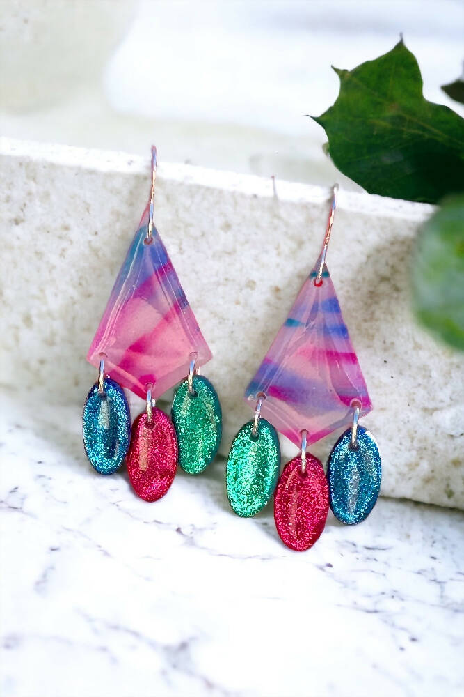 Glitter polymer clay deals earrings