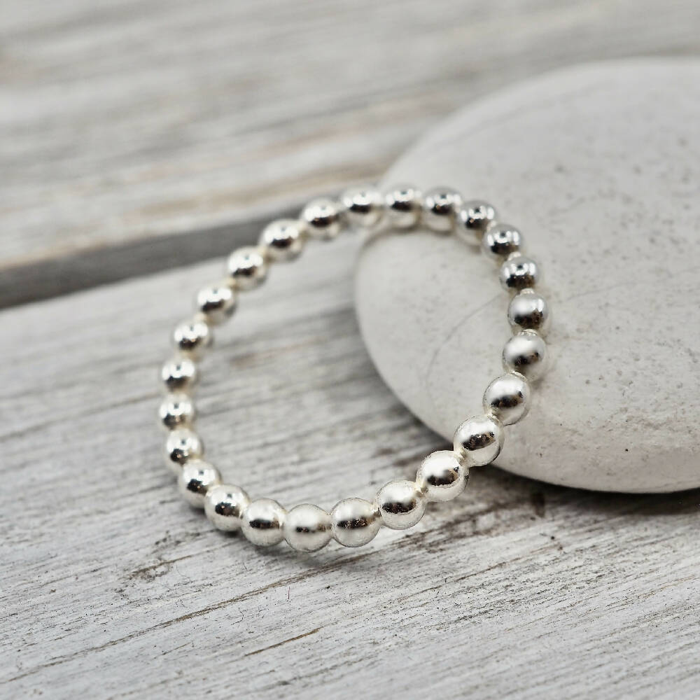 Hammered sterling silver ring | 2mm silver ring | Handmade silver jewellery | Stacking ring