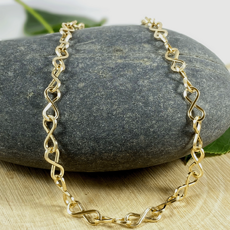 14K Gold Filled Necklace Square Infinity Chain Handcrafted