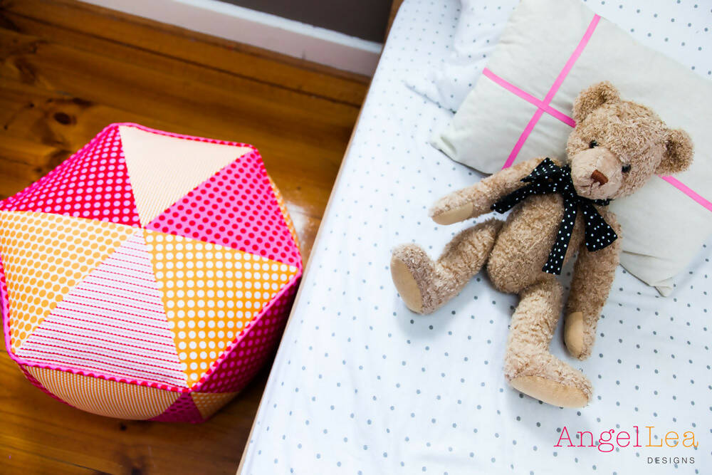 Hexagon Pouf HARD COPY Paper Sewing Pattern Triangle Patchwork Ottoman