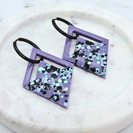 Purple triangle earrings
