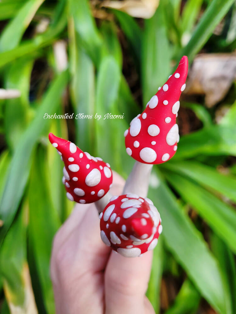 Topsy Turvy Red Fairy garden Mushrooms, set of 3