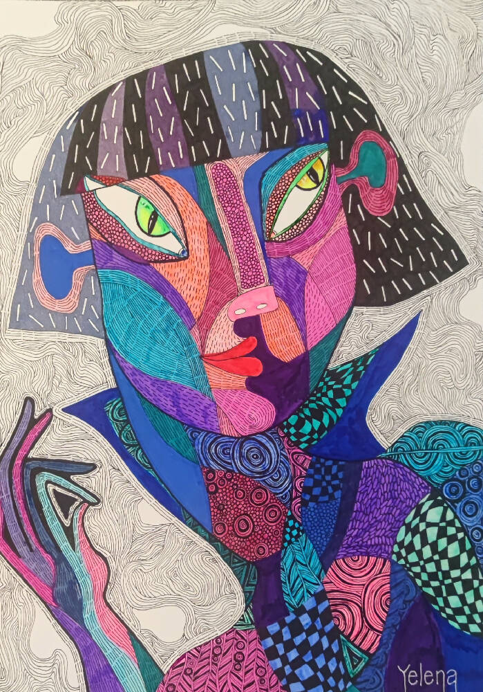 The Portrait - original A3 whimsical drawing