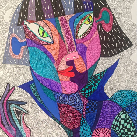 The Portrait - original A3 whimsical drawing
