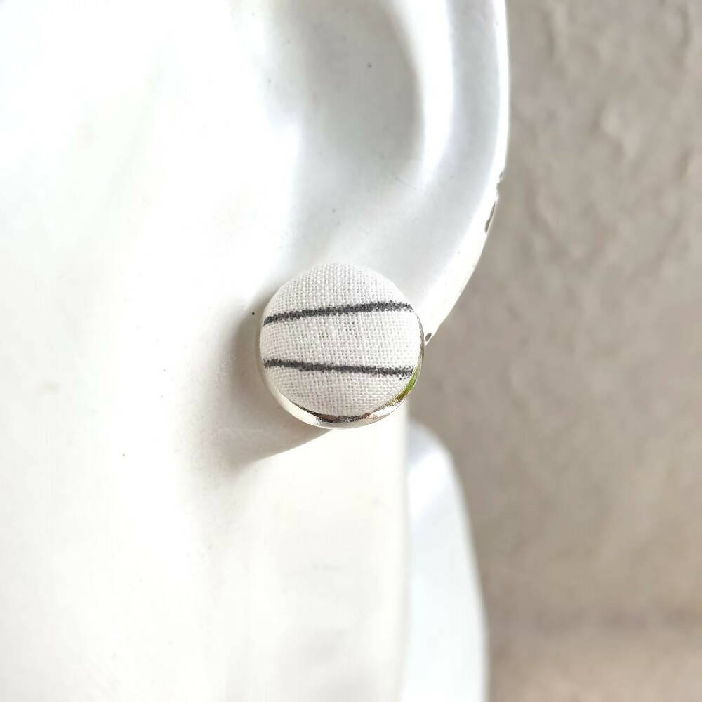 1.4cm Round Cabochon line Minimal fabric stud earrings No.5