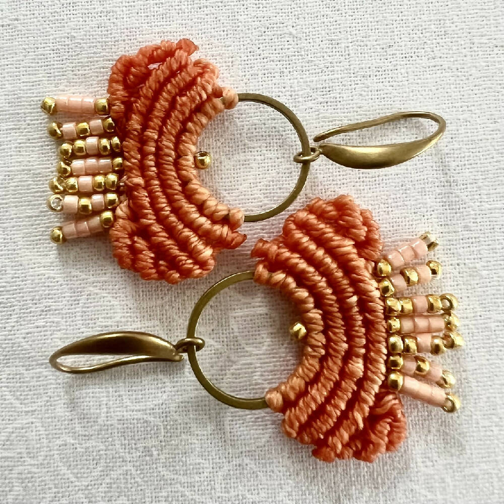 Dangle - Peach Micro Macrame Earrings