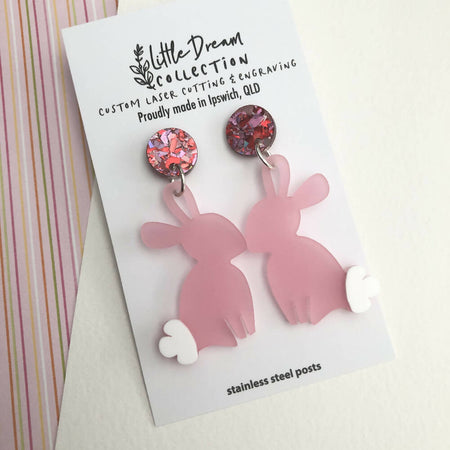 Easter Bunny earrings Style 1 Frosted pink 