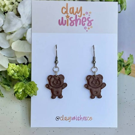 Teddy Biscuit Polymer Clay Earrings