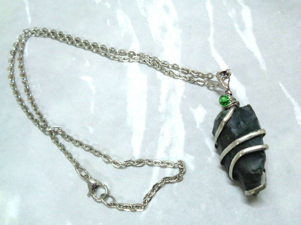 Wire Wrapped Bloodstone Necklace - Gemstone Pendant