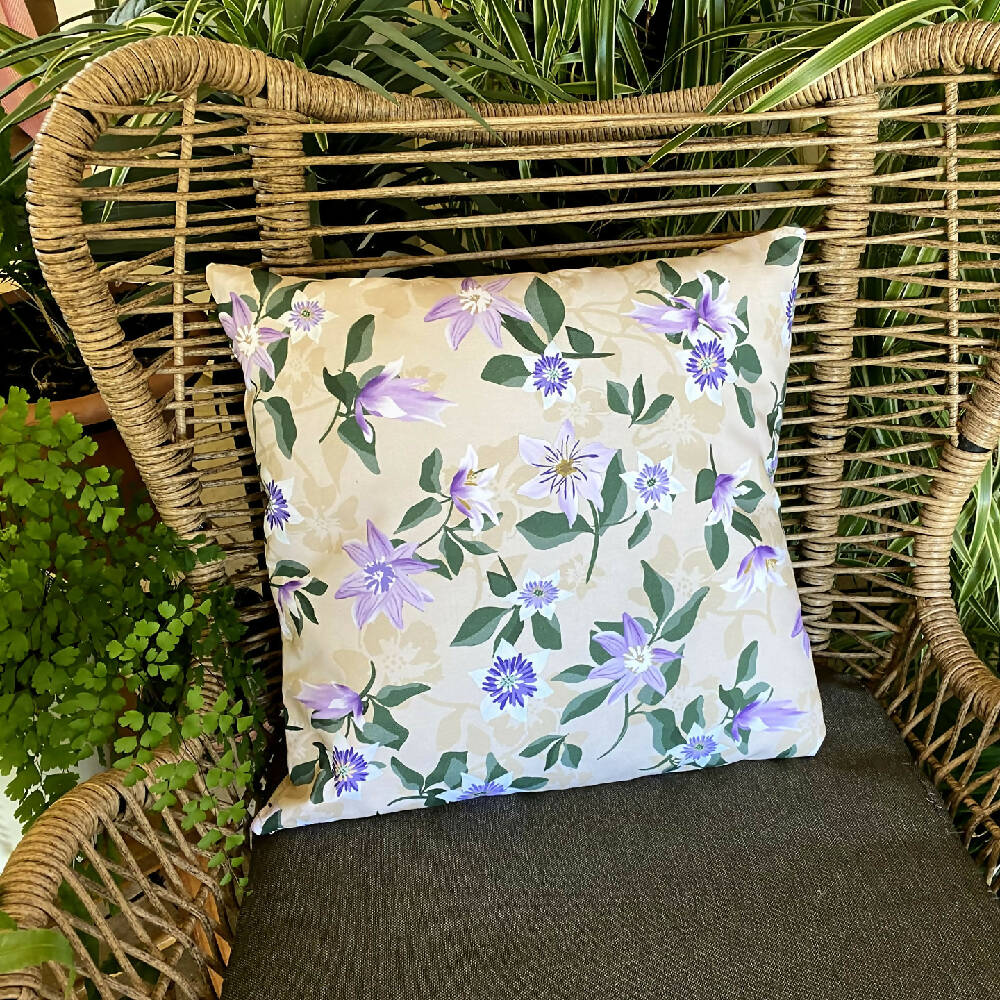 Cushion Cover - Australian Mauve Clematis Flowers