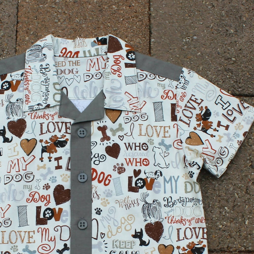 Boy's Shirt - Button up - Size 4 - Love My Dog