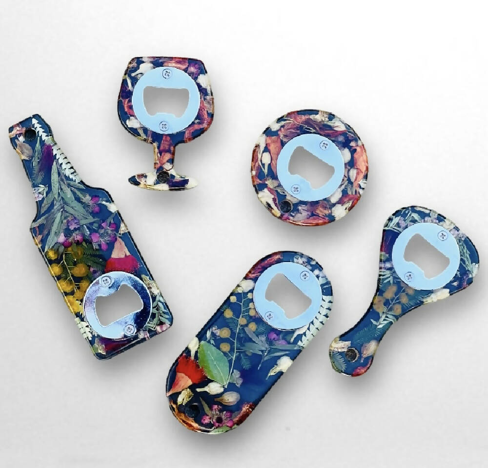 Resin Bottle Opener featuring Dried Flowers