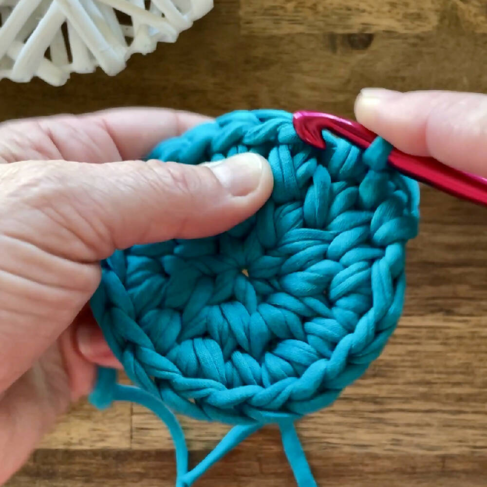 Crochet handmade basket - Teal Small