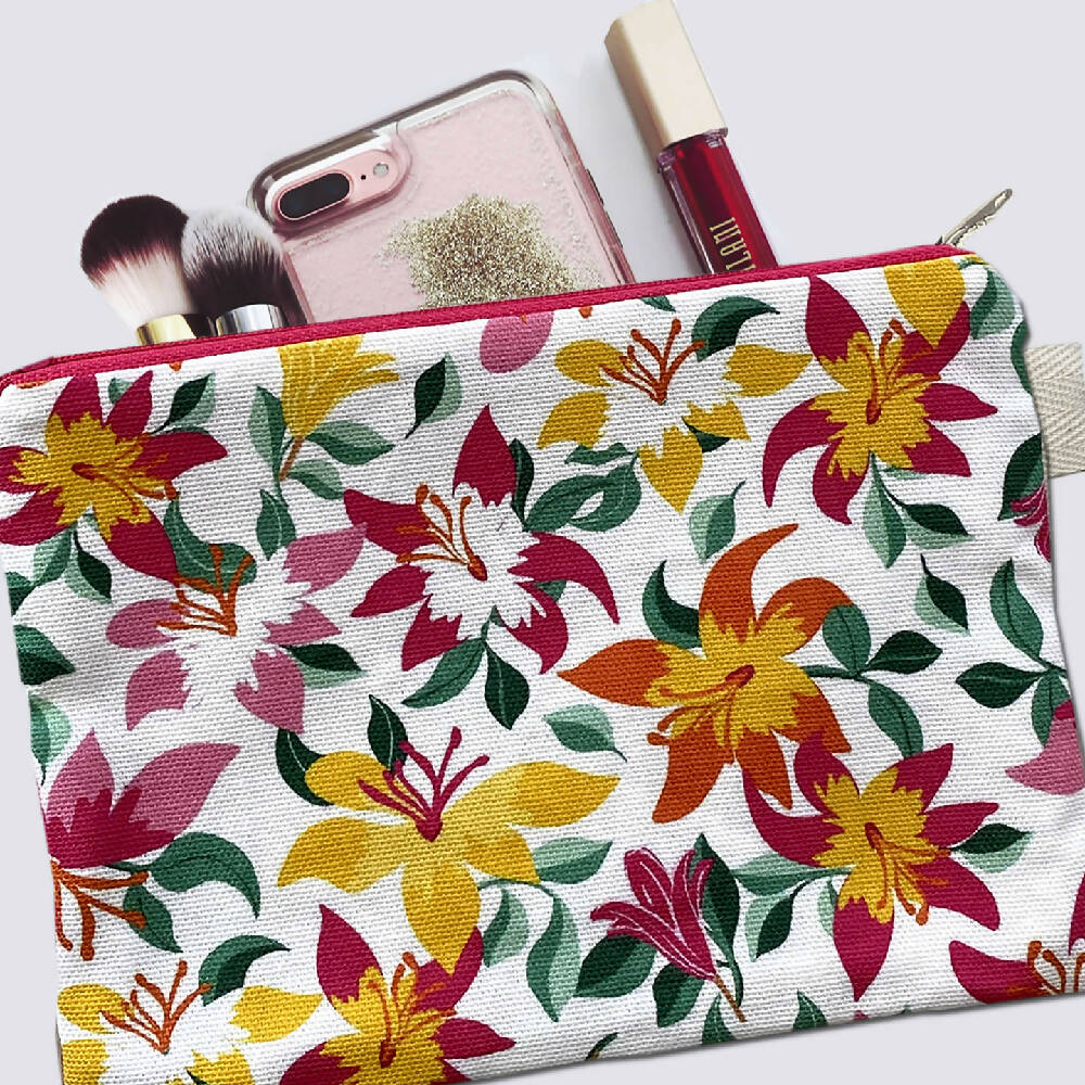 Zipper Purse - Bright Lillies Print with Secret Message inside #27