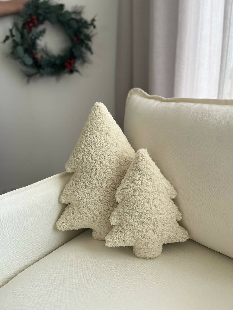 Ultra Fluffy Cream Christmas Tree Cushion Decorative