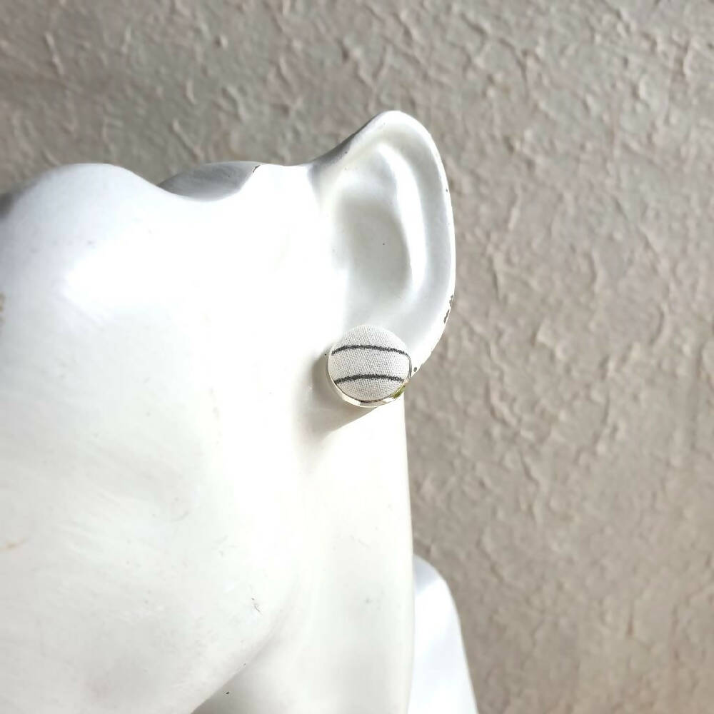 1.4cm Round Cabochon line Minimal fabric stud earrings No.5