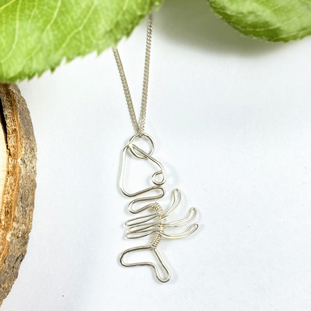 Sterling Silver Necklace with Fish Skeleton
