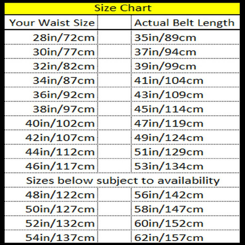 Size Chart Amended