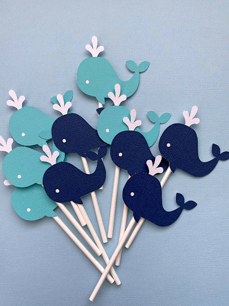 Whale cupcake toppers.