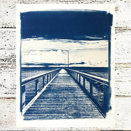 Pier Art Print, Original Cyanotype, 8x10 inches, Jetty Picture