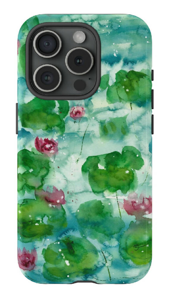 Mobile Phone Tough Glossy Cover With Water Lilies Artwork Print