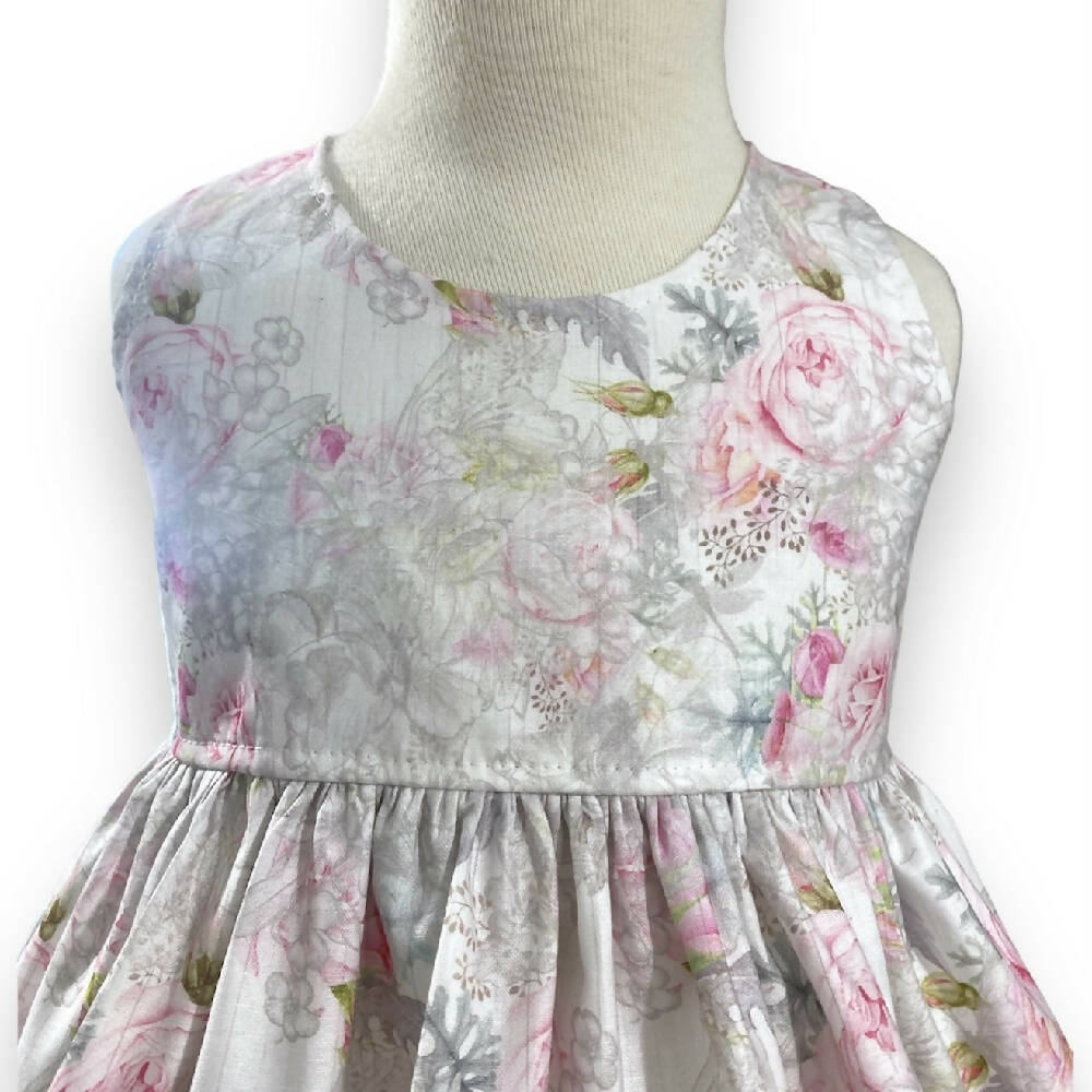 White Vintage Rose Baby Tea Party Dress