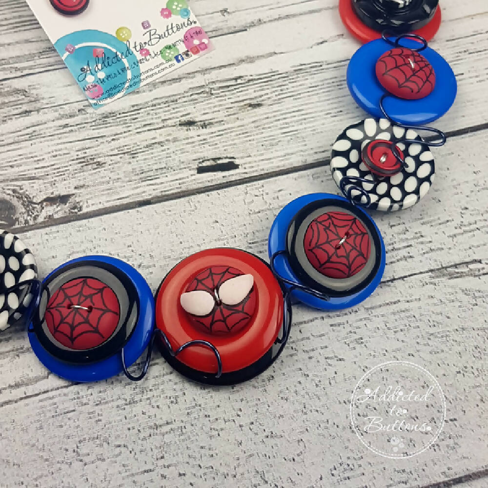 Button Necklace Superhero Spider guy Jewellery Earrings and Necklace