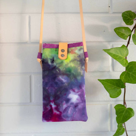 Ice Dyed Phone Carrier, Glasses Case, purple