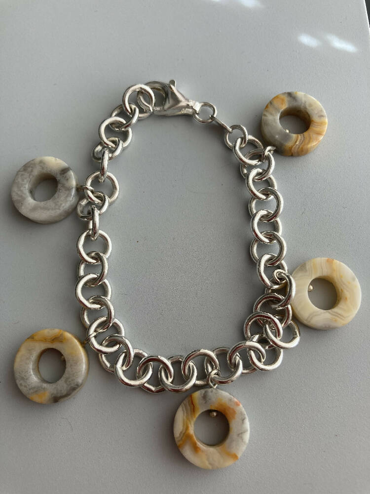 Banded agate and sterling silver bracelet 3