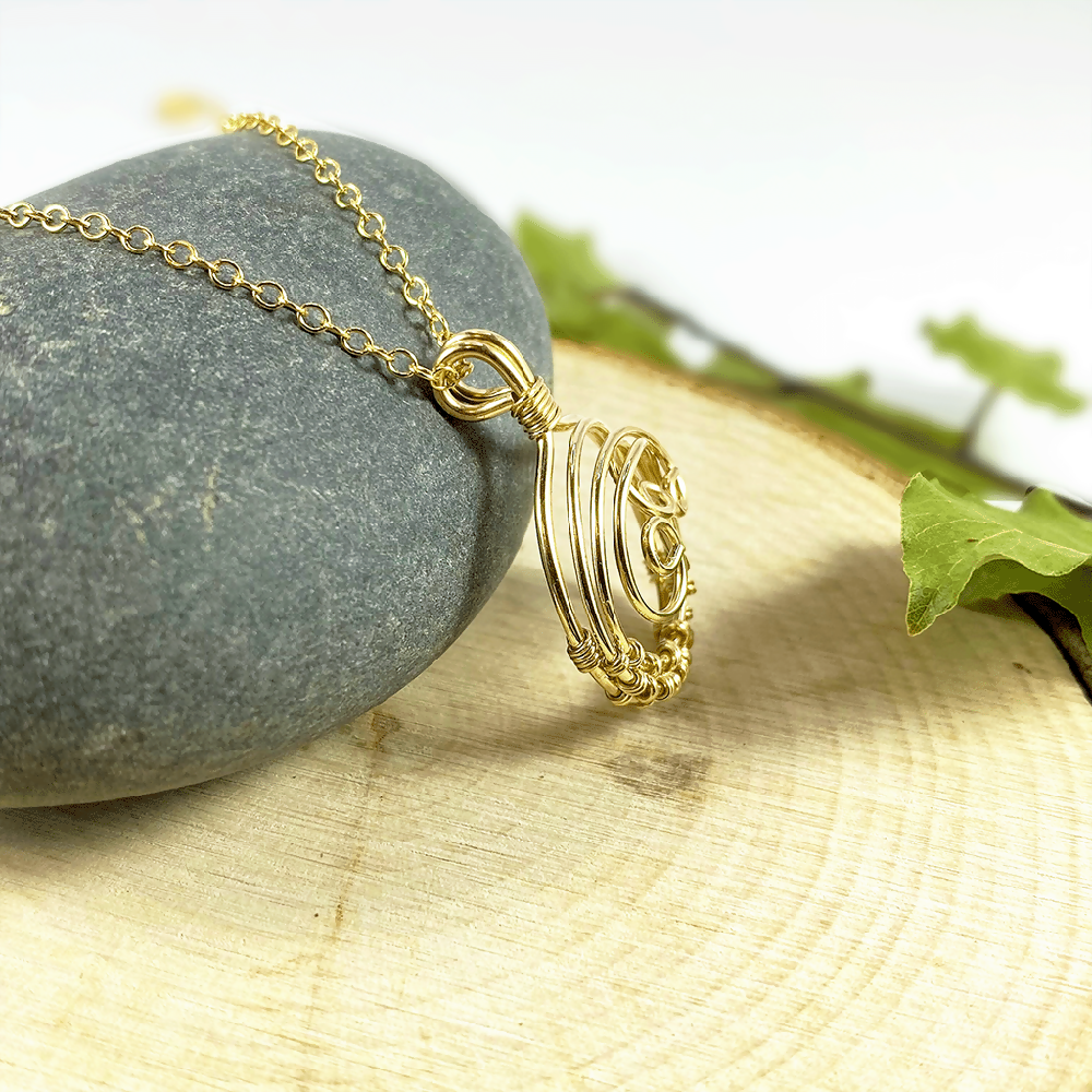 14K Gold Filled Necklace With Wave Pendant