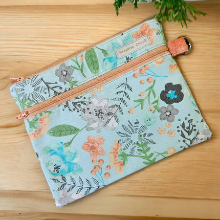 Double Zippered Nature Cosmetic, Make-up Pouch