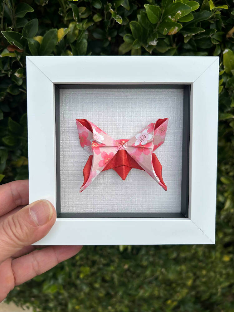 Mother's Day gift - pink and red butterfly framed