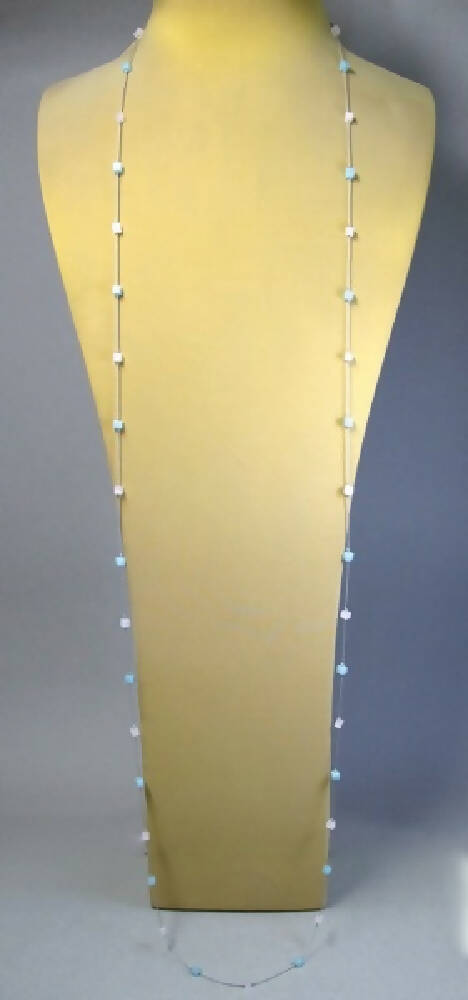 Amazonite and rose quartz long necklace 4