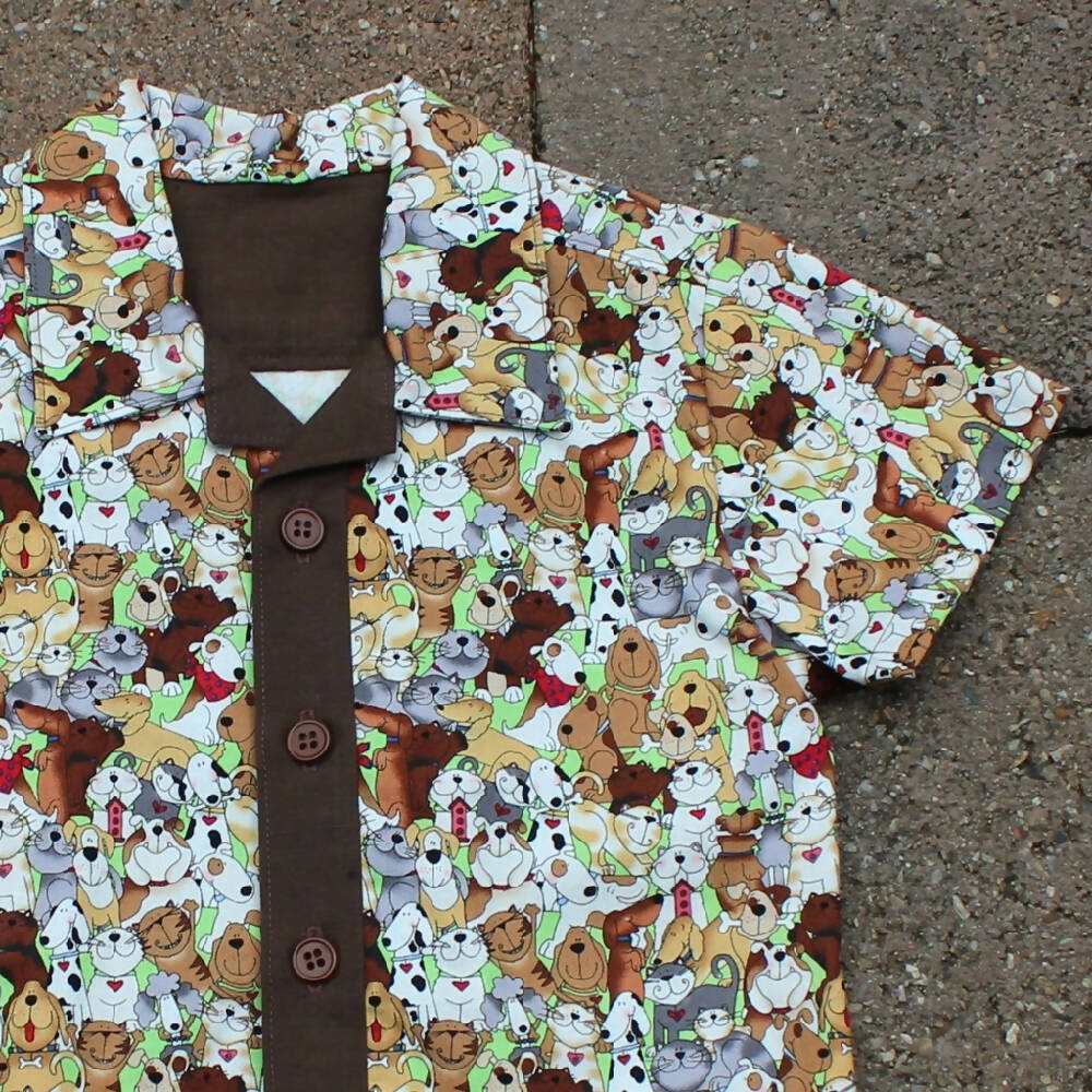 Boy's Button up Shirt - Size 3 - Cats and Dogs