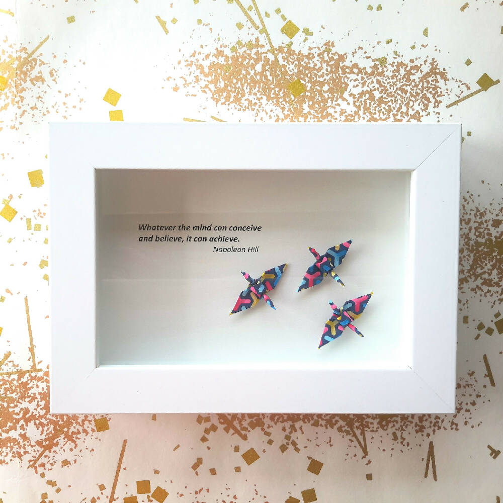 framed art colour cranes inspiration gift - marion nelson art