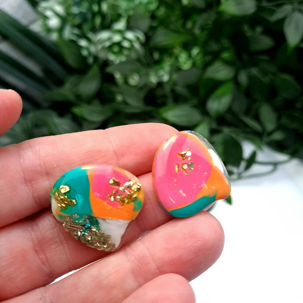 Stud Earrings Annabelle Arc Lime Pink Gold (2)