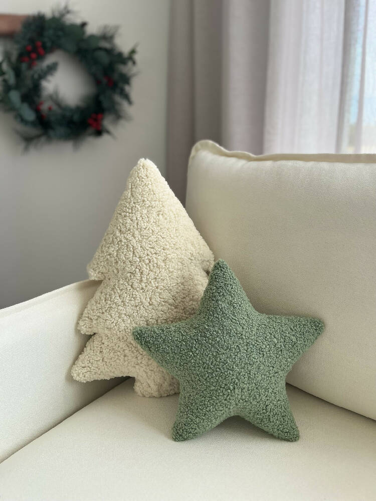 Ultra Fluffy Cream Christmas Tree Cushion Decorative