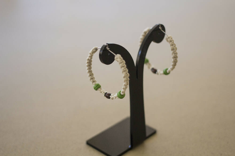 Hemp Cord Knotted Hoop Earrings