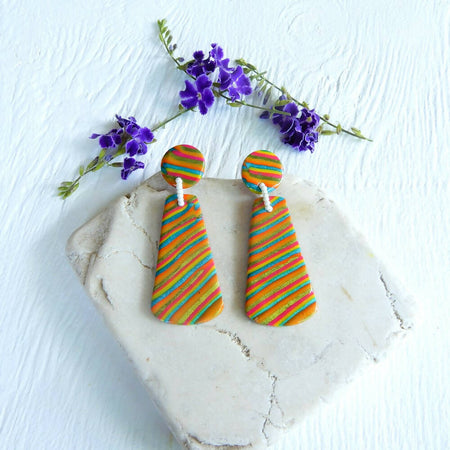 Striped Polymer Clay earrings 