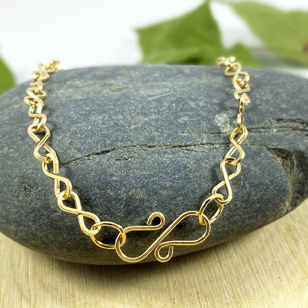 14k Gold Filled bracelet square infinity link chain handcrafted_2_1024