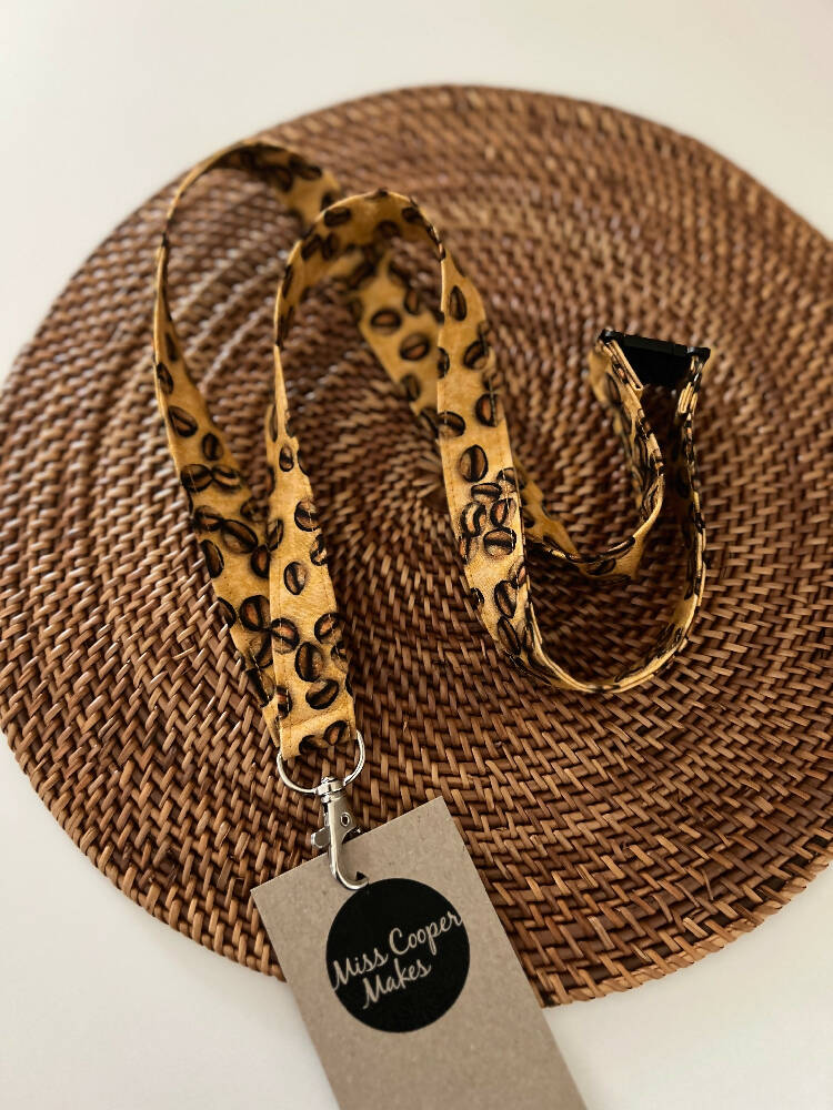 Fabric Lanyard - with quick-release safety clasp - Coffee Lover